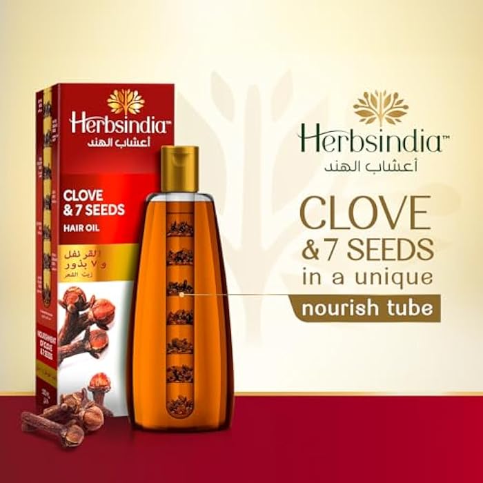 Herbsindia Clove & 7 Herbal Seeds Hair Oil With Nourish Tube | Makes Hair Thicker & Shinier | Silicone & Paraben Free | 180ml - Image 3